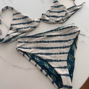 Maaji Reversible Striped Bikini Set - Size L Bottom, Size M Top